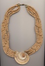 Necklace made of sliced Conus shell, coconut and small glass beads, Philippines, inner length 24'' 60cm., outer length 26'' 66cm.