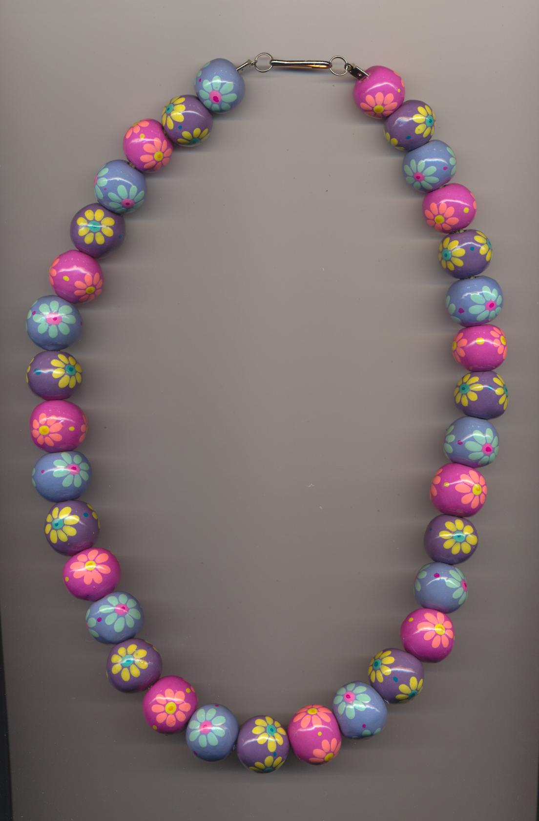 Necklace made of big hand painted clay beads, Tbilisi Georgia, 2010, length 30'' 60cm.