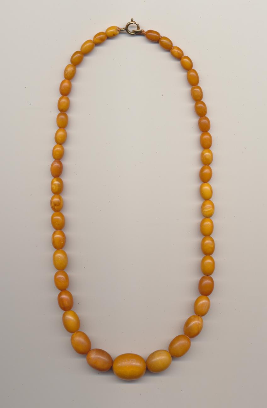 Necklace made of Baltic amber beads, 1930's, length 22.5'' 45cm.